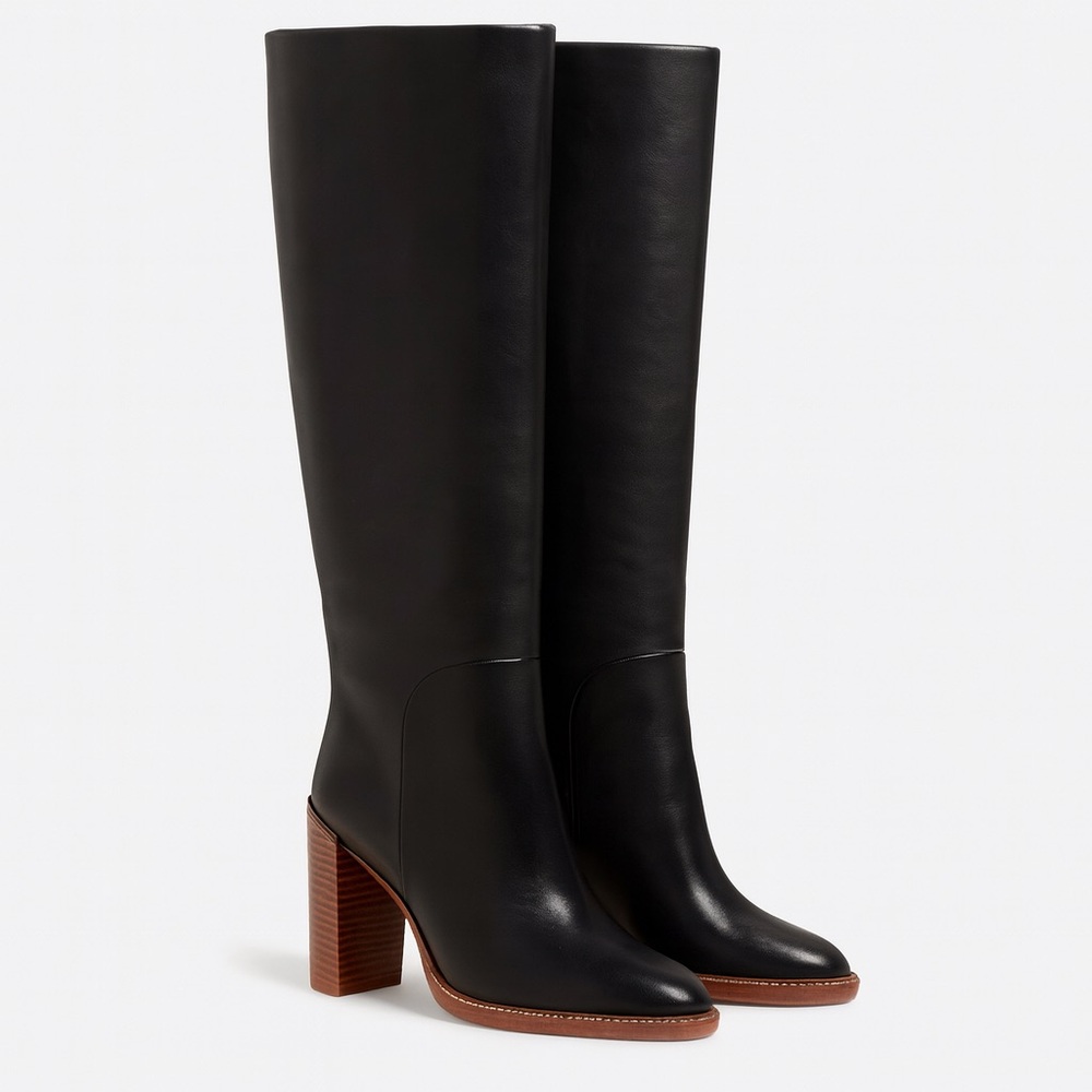 Celine Black Leather Calf Boots NEW